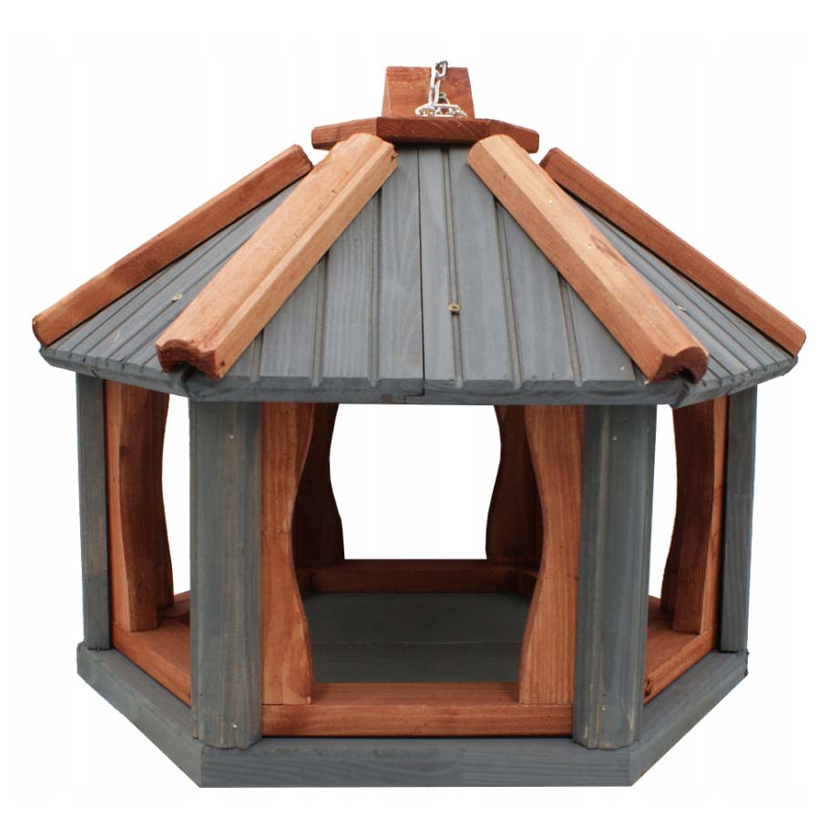 MKSTOR Drevené kŕmitko pre vtáky 45cmx35, vtáčia búdka, sivá