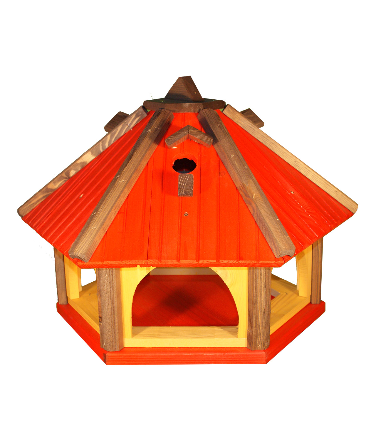 MKSTOR Drevené kŕmitko pre vtáky 52cmx43x42cm, vtáčia búdka, červená