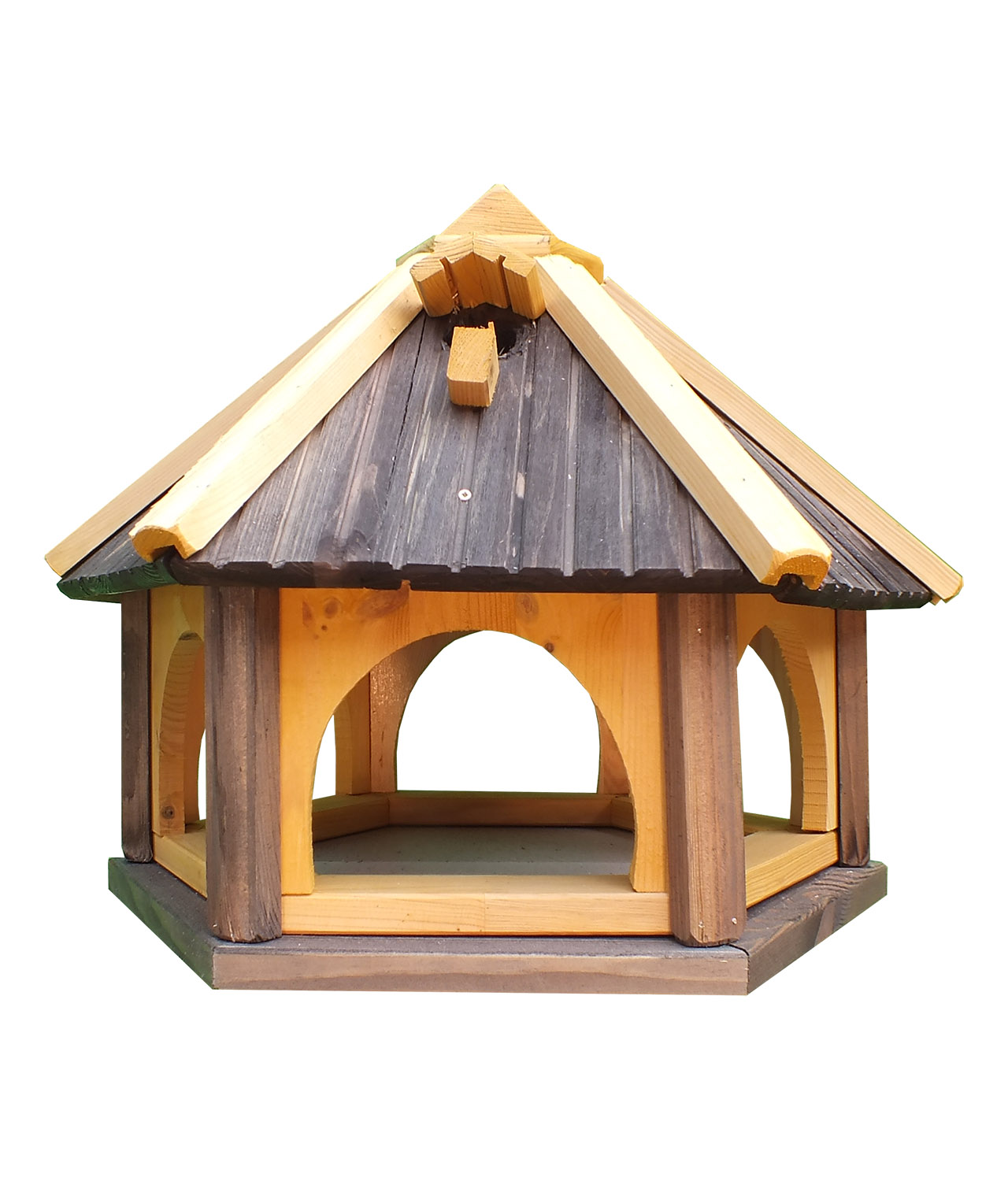 MKSTOR Drevené kŕmitko pre vtáky 52cmx43x42cm, vtáčia búdka, sivá