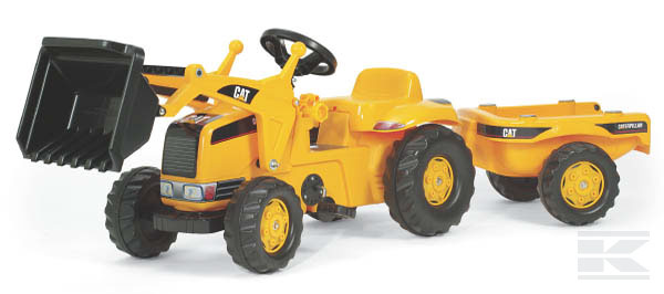 Rolly Toys Šľapací traktor CAT + čelný nakladač + vlečka