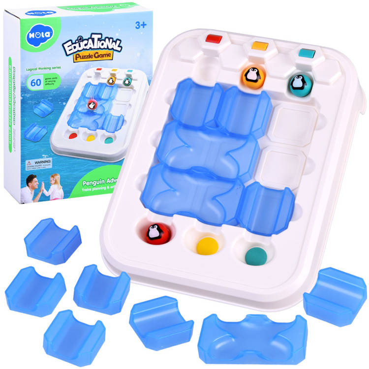 HOLA Toys Logická, vzdelávacia hra Puzzle Bludisko Dobrodružstvo s Tučniakmi