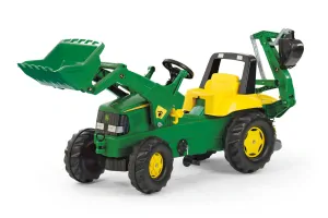 Rolly Toys Šľapací traktor John Deere + predný naklač + zadný bager, od 3 do 8 rokov, zelený