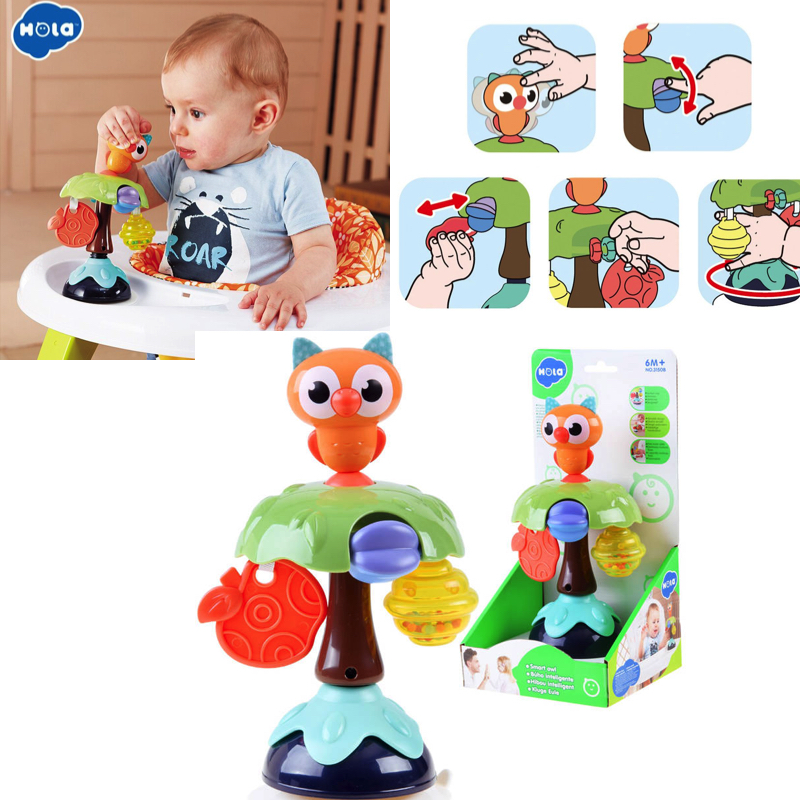 Hola Toys Hrkálka na prísavke Strom Sova, na detskú jedálenskú stoličku, stôl a podlahu