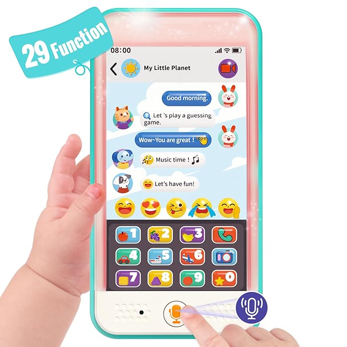  HOLA Toys Interaktívny Detský Mobil, telefón, Smartfón so zvukmi + režim učenia a Nahrávania Zvuku