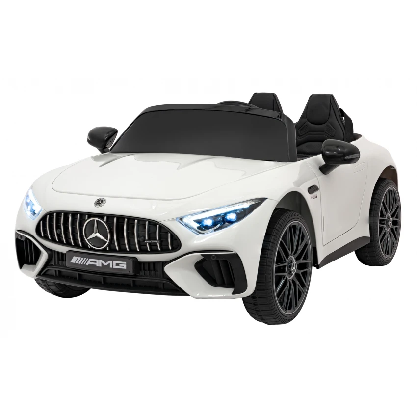 JOKO Elektrické autíčko Mercedes Benz AMG SL63 4x4, penové kolesá, kožené sedadlo, FM rádio, biele