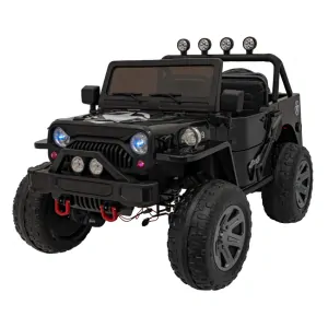 JOKO Elektrické autíčko Vojenský Jeep 4x200W, 3-Miestny, kožené sedadlo, penové kolesá + LOPATKA, čierne