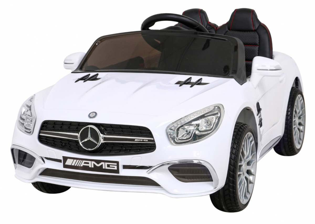 JOKO Elektrické autíčko Mercedes Benz AMG SL65 S, Efekt Hojdania, penové kolesá, kožené sedadlo, biele