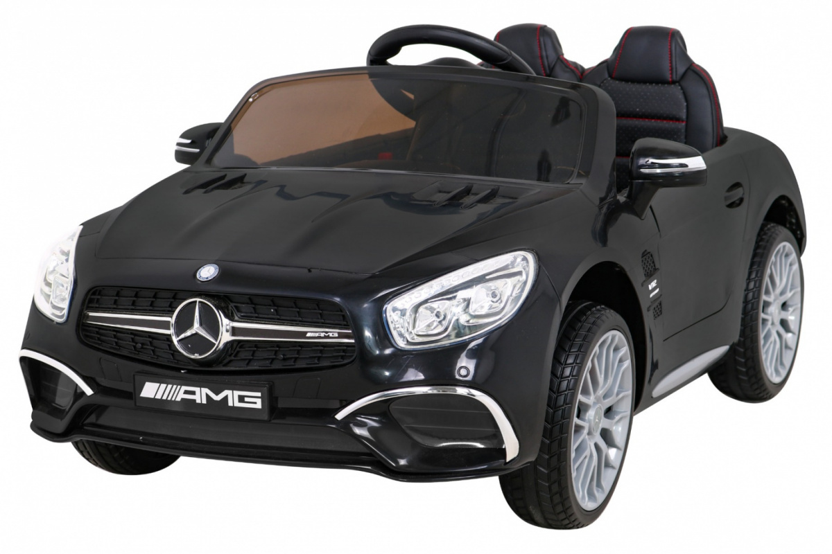 JOKO Elektrické autíčko Mercedes Benz AMG SL65 S, Efekt Hojdania, Penové kolesá, Kožené sedadlo, čierne