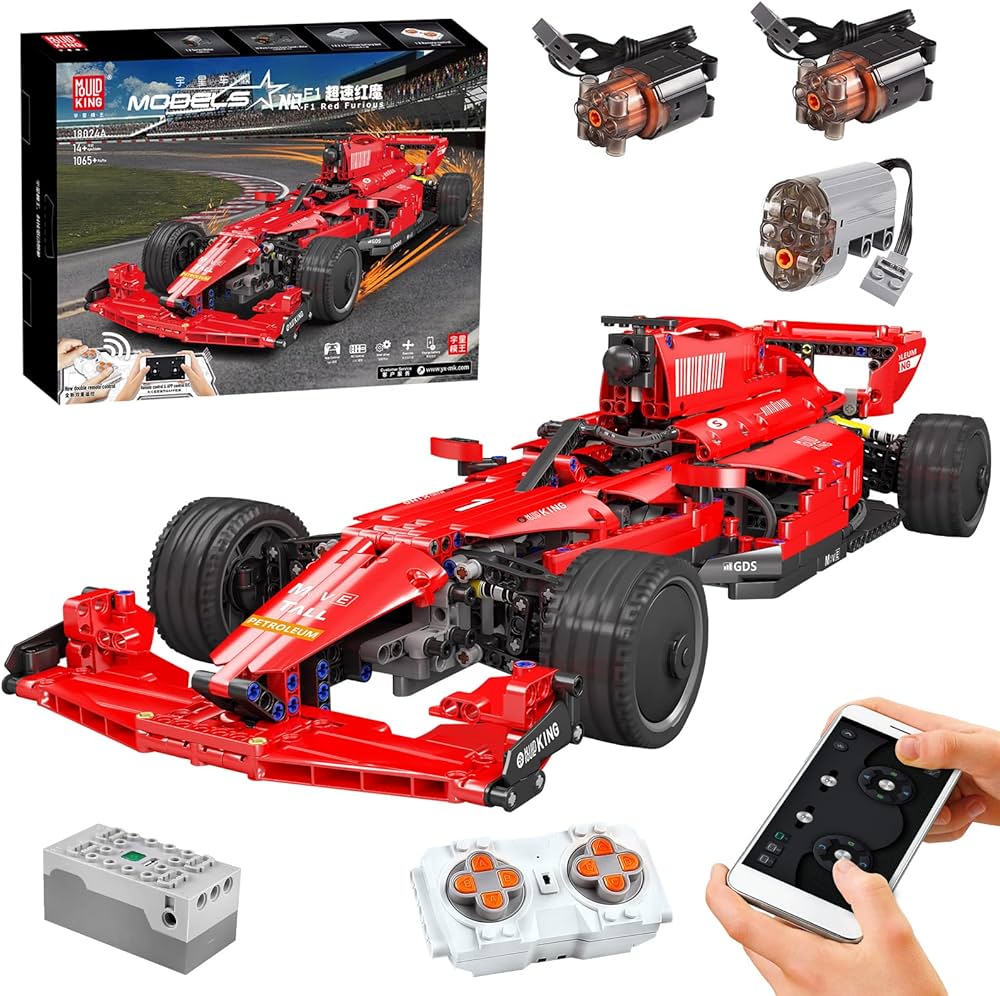 Mould King RC Technická Stavebnica Formula Bolid F1 na diaľkové ovládanie 1065ks Dual Mode Control, červená