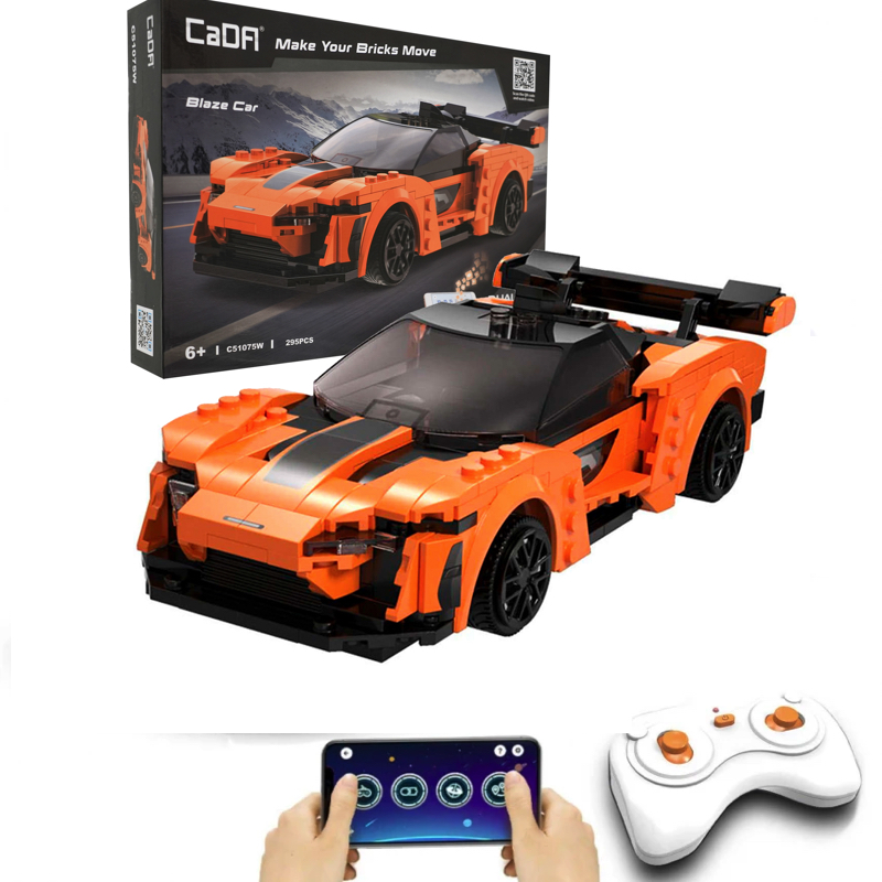 CaDa TECHNIC – EE RC Technická Stavebnica Športové auto 295ks na diaľkové ovládanie Dual Mode Control, oranžové