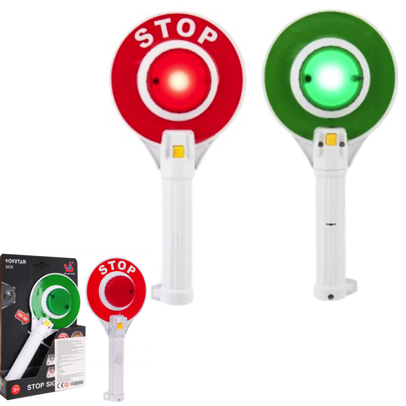 JOKO Policajná plácačka plast 23cm na batérie so svetlom, policajný Terč obojstranný