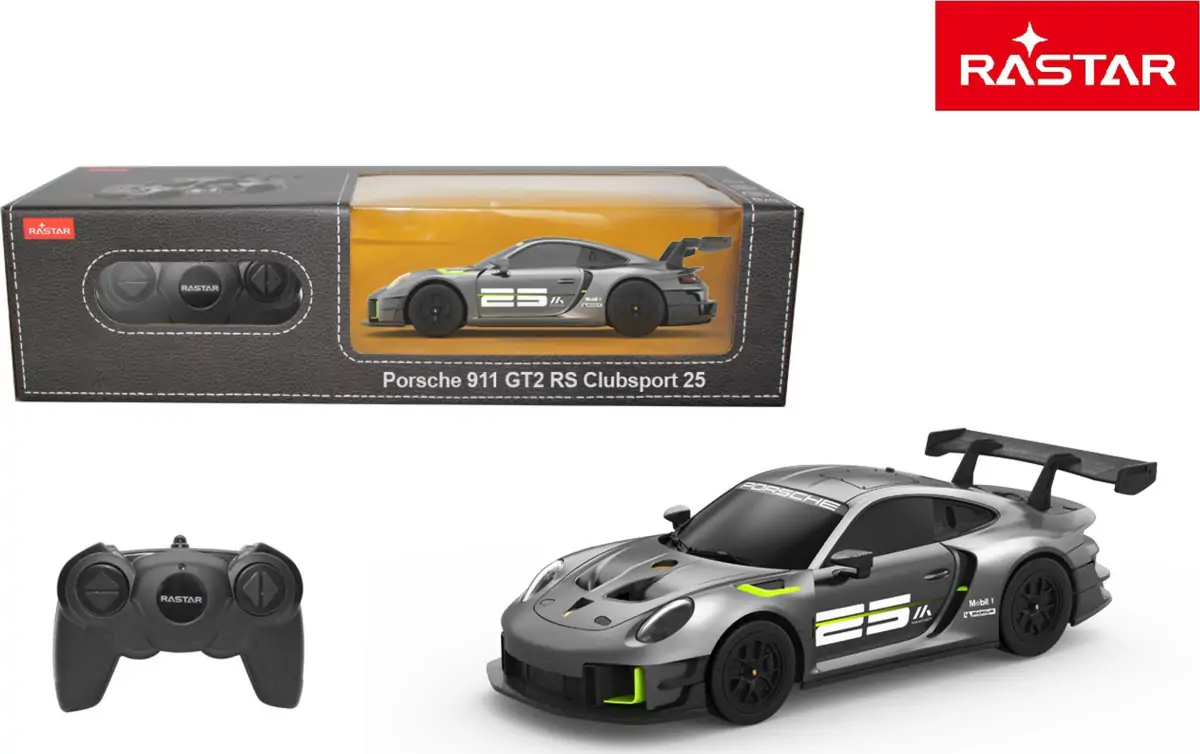 RASTAR RC Auto Porsche 911 GT2 RS Clubsport 25 1:24 na diaľkové ovládanie, strieborné