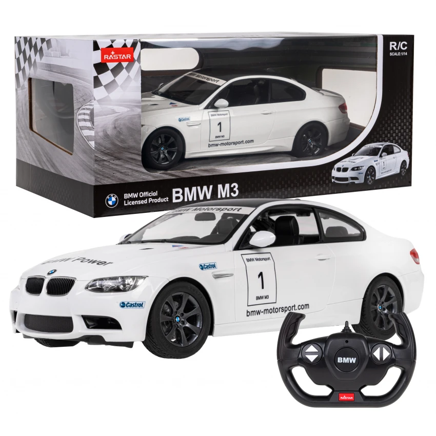 RASTAR RC Auto BMW M3 1:14 na diaľkové ovládanie s LED svetlom, biele