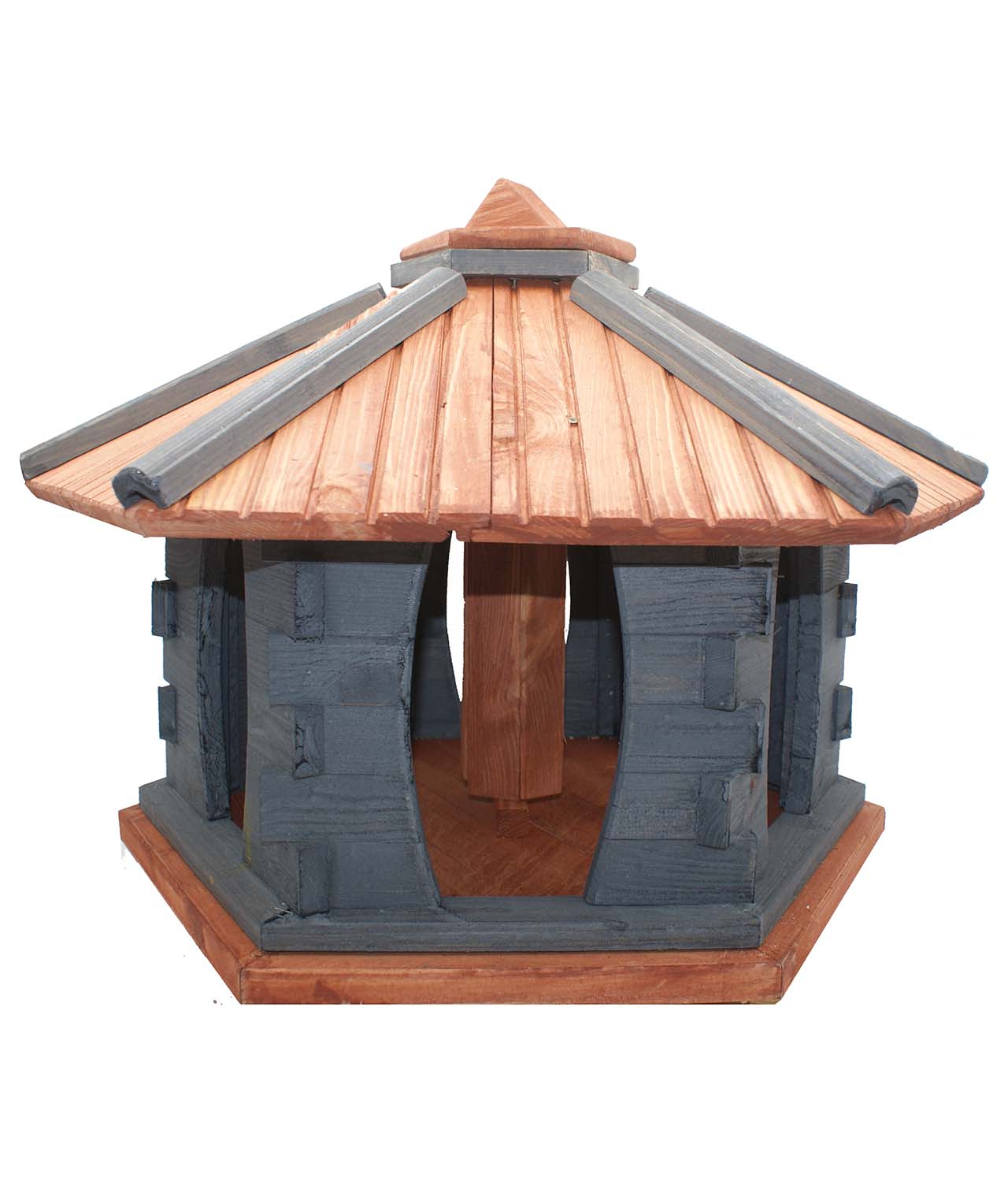 MKSTOR Drevené kŕmitko pre vtáky 72cmx55x50cm, vtáčia búdka so zásobníkom jedla, TIK-Antracit