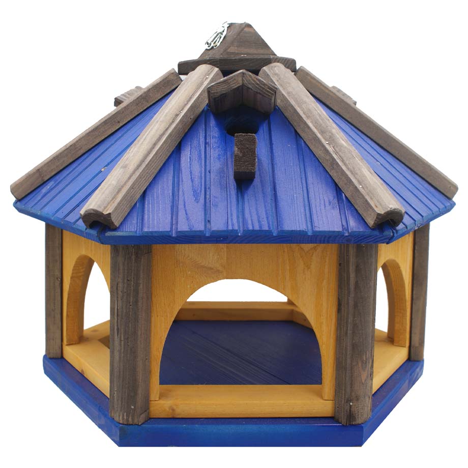 MKSTOR Drevené kŕmitko pre vtáky 45x40x37cm, vtáčia búdka, modrá, samotná búdka