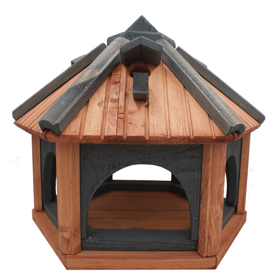 MKSTOR Drevené kŕmitko pre vtáky 45x40x37cm, vtáčia búdka, TIK-Antracit, samotná búdka