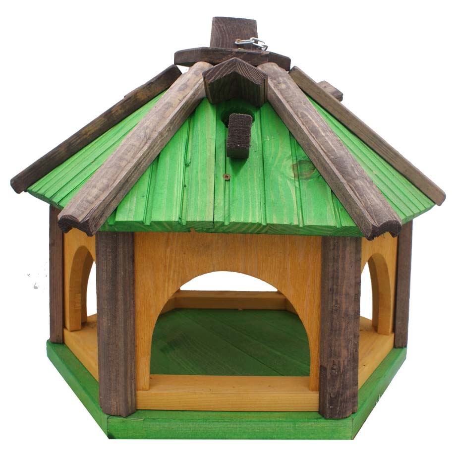 MKSTOR Drevené kŕmitko pre vtáky 45x40x37cm, vtáčia búdka, zelená, samotná búdka