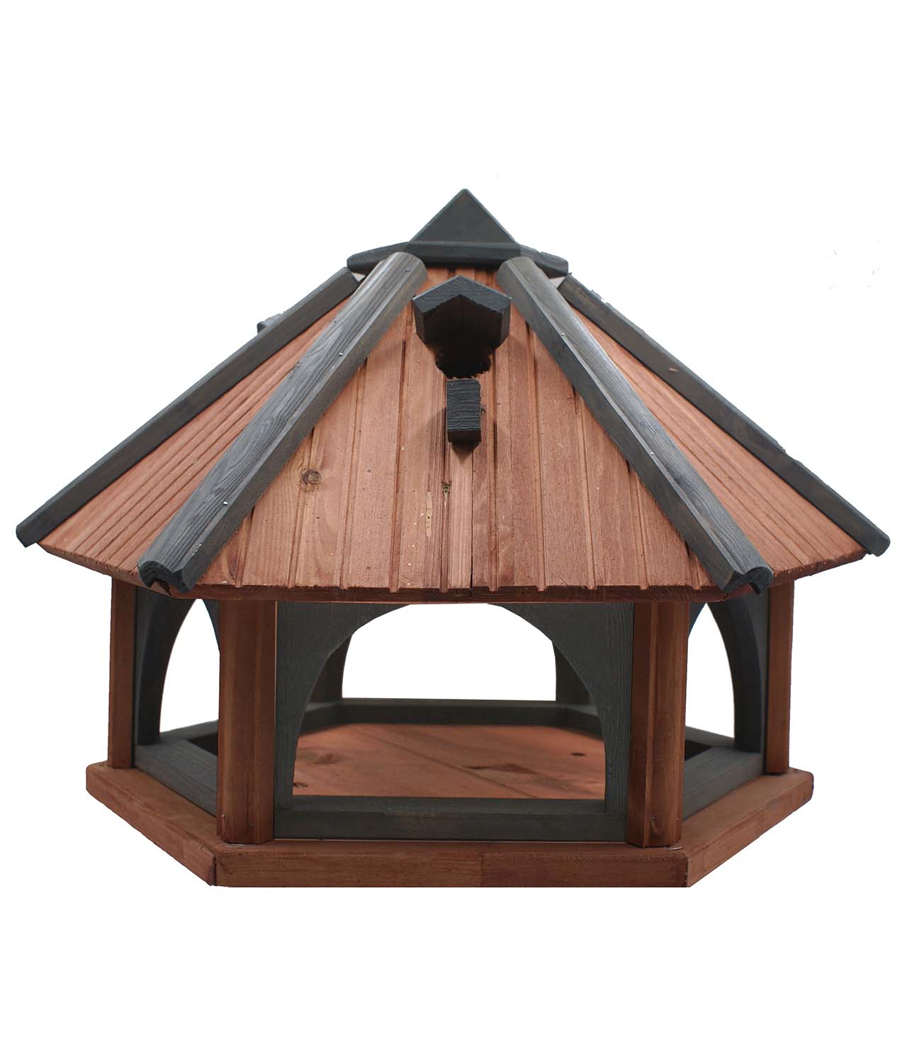 MKSTOR Drevené kŕmitko pre vtáky 62x52x45cm, vtáčia búdka, Tik-Antracit