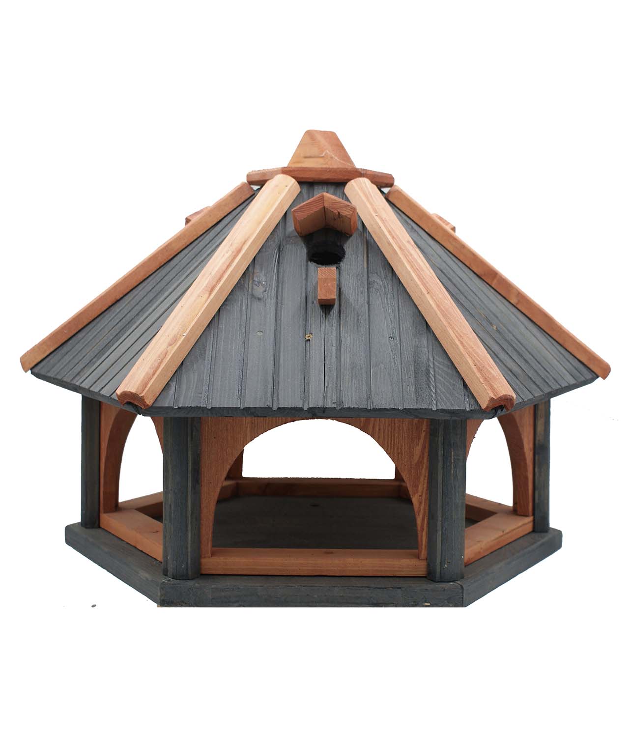 MKSTOR Drevené kŕmitko pre vtáky 62cmx52x45cm, vtáčia búdka, Antracit-TIK