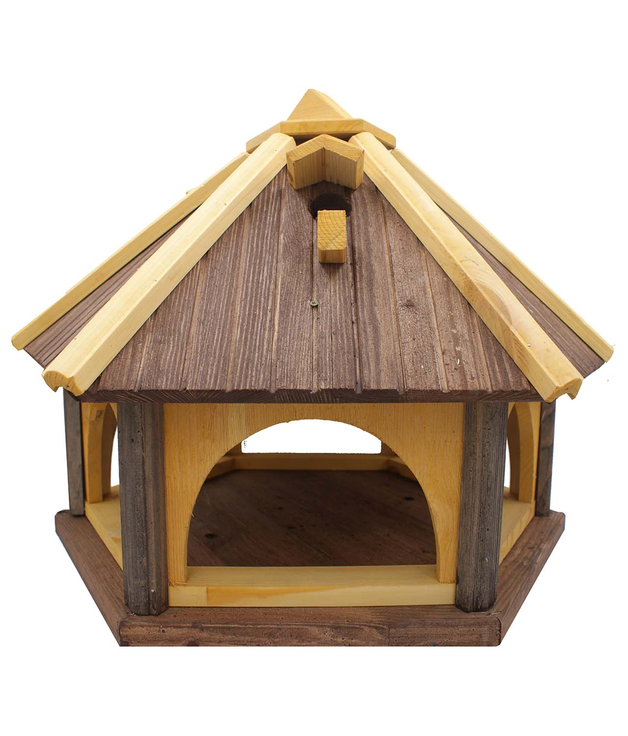 MKSTOR Drevené kŕmitko pre vtáky 62cmx52x45cm, vtáčia búdka, hnedá