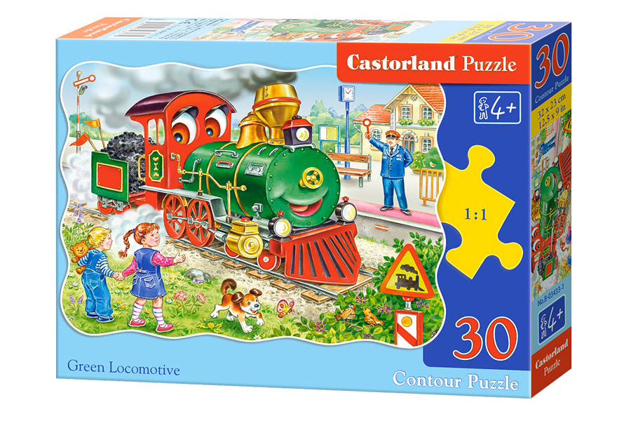 Castorland, Detské Puzzle Zelený Vláčik Lokomotíva, 30 ks 