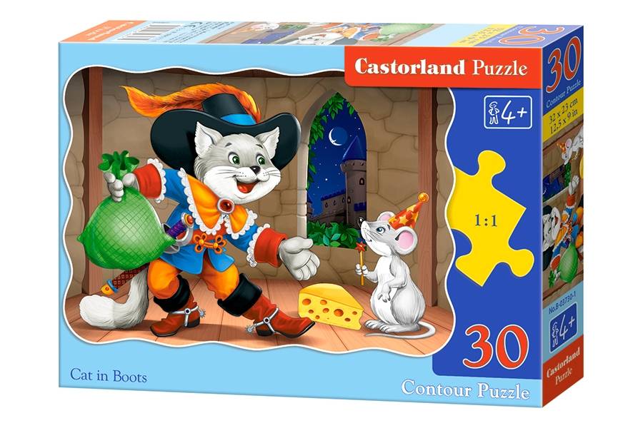 Castorland, Detské Puzzle Kocúr v čižmách, 30 ks
