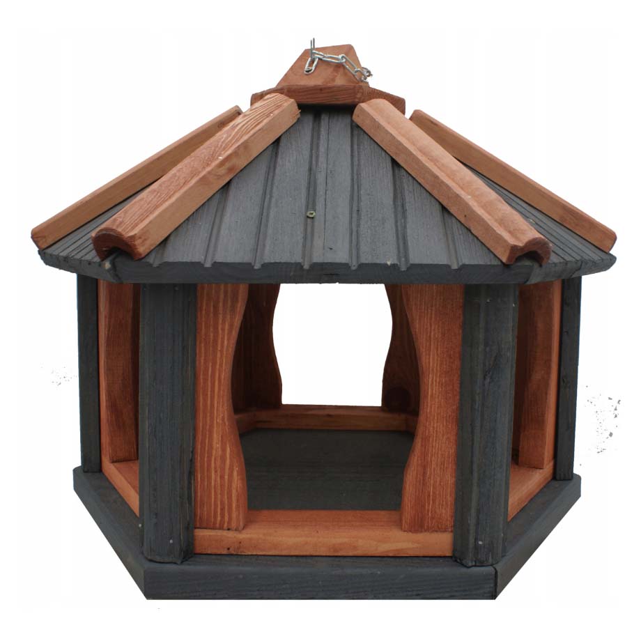 MKSTOR Drevené kŕmitko pre vtáky 45cmx35, vtáčia búdka, Antracit-TIK