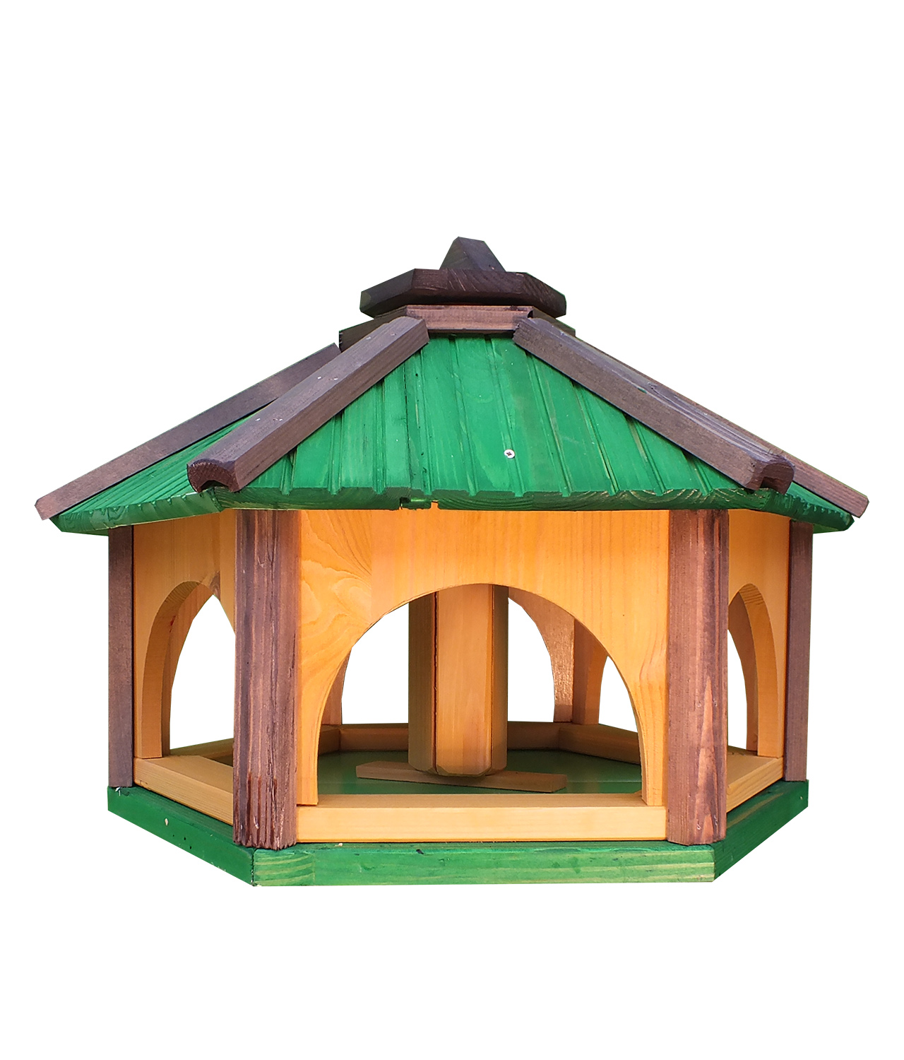 MKSTOR Drevené kŕmitko pre vtáky 60x50x40cm, vtáčia búdka so zásobníkom jedla, zelená