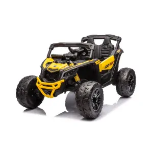 JOKO Elektrické autíčko BUGGY ATV CAN-AM Maverick, 4x200W 24V, Penové kolesá, kožené sedadlo, FM rádio, žlté