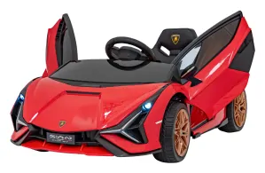 JOKO Elektrické Autíčko Lamborghini Sian 4x4, penové kolesá, kožené sedadlo, červené