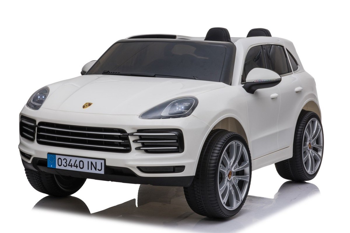 JOKO Elektrické Autíčko Porsche Cayenne S, LAKOVANÉ, penové kolesá, kožené sedadlo, biele