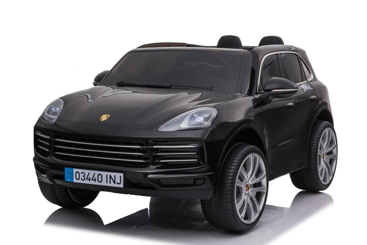 JOKO Elektrické Autíčko Porsche Cayenne S, LAKOVANÉ, penové kolesá, DVOJMIESTNE kožené sedadlo, nosnosť 60kg, čierne