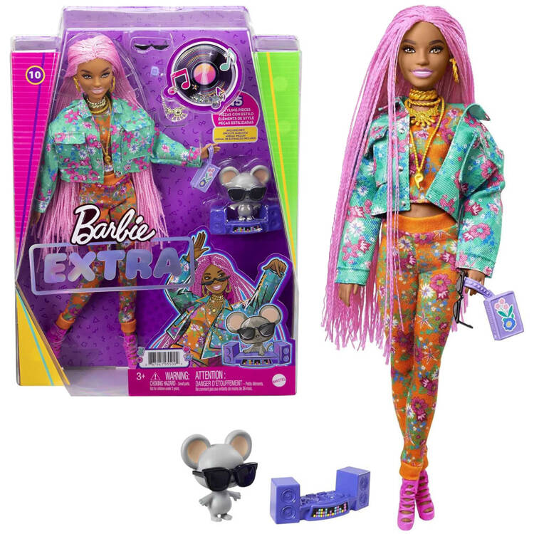 Mattel Barbie Extra Doll Bábika + Myška DJ + Doplnky