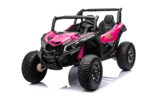 JOKO Elektrické autíčko BUGGY UTV X3 Off-Road 24V 4x200W, Dvojmiestne kožené sedadlo, nosnosť 90kg, penové kolesá, ružové