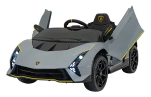 JOKO Elektrické autíčko Lamborghini Invencible 4x4, penové kolesá, kožené sedadlo, sivé