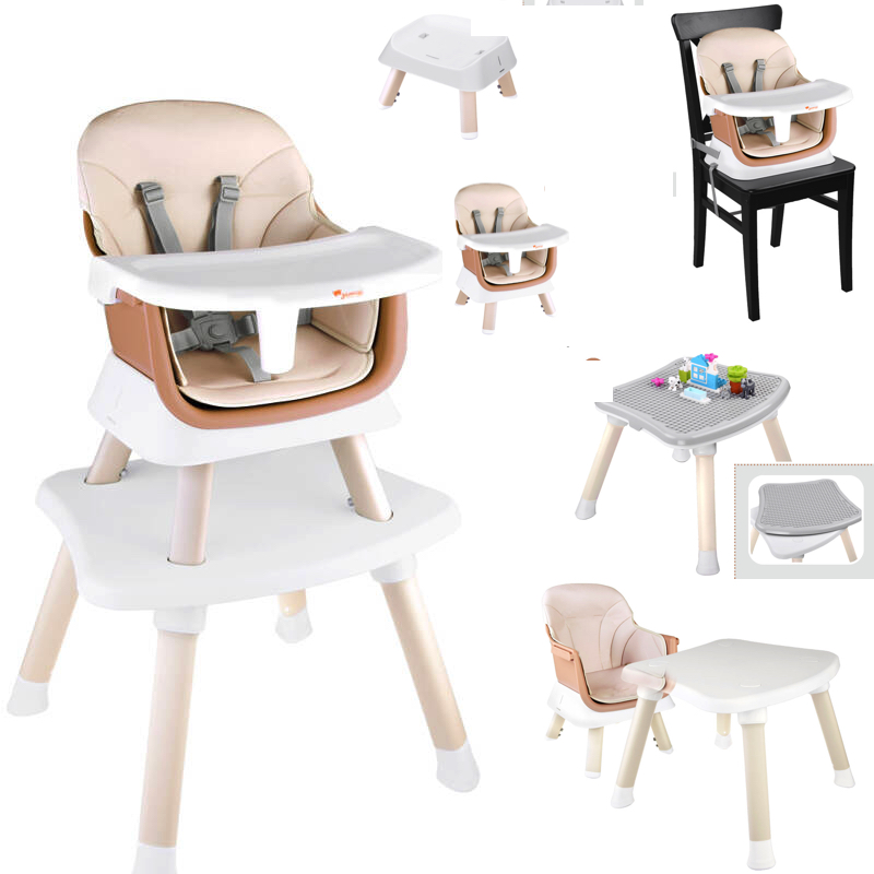 JOKO Detská jedálenská stolička na kŕmenie + Stôl so stoličkou + stolík na kocky 6v1, béžová