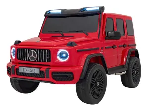 JOKO Elektrické autíčko Mercedes Benz G63 AMG XXL 4x200W 24V, penové kolesá, DVOJMIESTNE kožené sedadlo, Nosnosť 80kg, červené
