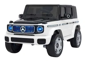 JOKO Elektrické Autíčko Mercedes Benz EQG 4x4, penové kolesá, kožené sedadlo, Prídavné LED svetlá, biele