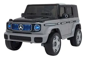JOKO Elektrické Autíčko Mercedes Benz EQG 4x4, penové kolesá, kožené sedadlo, Prídavné LED svetlá, sivé