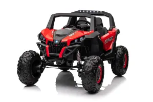 JOKO Elektrické autíčko Buggy UTV-MX 2000N 4x75W s LED Svetlom nad Sedadlom, Dvojmiestne kožené sedadlo, penové kolesá, nosnosť 50 kg, červené