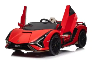 JOKO Elektrické Autíčko Lamborghini SIAN 4x4 400W 24V, Dvojmiestne Kožené sedadlo + Sedadlo pre RODIČA, penové kolesá, nosnosť 50kg, Efekt HOJDANIA, červené