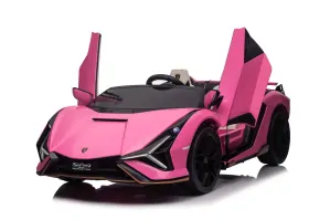 JOKO Elektrické Autíčko Lamborghini SIAN 4x4 400W 24V, Dvojmiestne Kožené sedadlo + Sedadlo pre RODIČA, penové kolesá, nosnosť 50kg, Efekt HOJDANIA, ružové