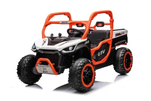 JOKO Elektrické Autíčko Farmer Truck UTV Racing 4x4 24V, Elektrická Vyklápacia Vlečka, Dvojmiestne Kožené sedadlo, Penové kolesá, biele