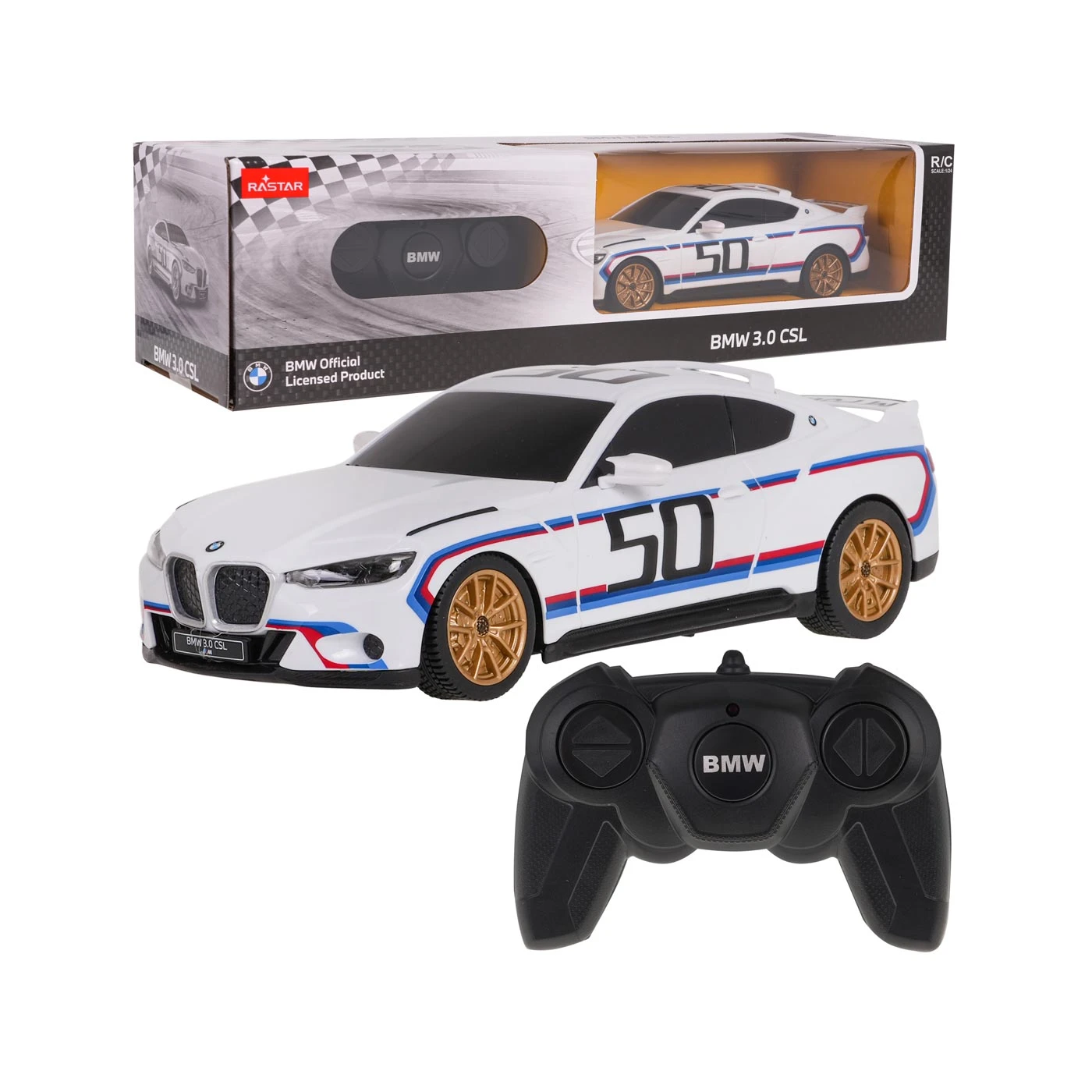 Rastar RC Auto BMW 3.0 CSL na diaľkové ovládanie 1:24, biele