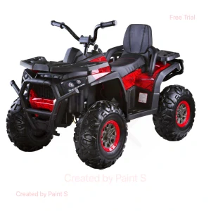 JOKO Elektrická štvorkolka s diaľkovým ovládaním 4x4 ATV Desert, LAKOVANÁ, penové kolesá, kožené sedadlo, červená