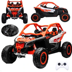 JOKO Elektrické autíčko BUGGY Can-am Maverick 4x4, motor 4x200W, batéria 24V, Dvojmiestne sedadlo, penové kolesá, nosnosť 50kg, oranžové