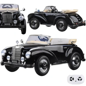 JOKO Elektrické autíčko Mercedes 300s RETRO, lakované, penové kolesá, odpružené, FM rádio, čierna