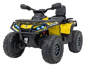 JOKO Elektrická Štvorkolka Can Am Outlander ATV 4x45W, penové kolesá, kožené sedadlo, nosnosť 50kg, Diaľkové ovládanie, žltá