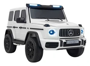JOKO Elektrické Autíčko Mercedes Benz G63 AMG XXL 4x200W, Dvojmiestne Kožené Sedadlo, Nosnosť 80kg, Dotykový MP4 Displej, penové kolesá, FM rádio, biele