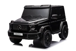 JOKO Veľké Elektrické Autíčko Mercedes Benz G63 AMG XXL STRONG 2x280W, 2x24V, Dvojmiestne kožené sedadlo, Vyberateľný MP4 panel, penové kolesá, čierne
